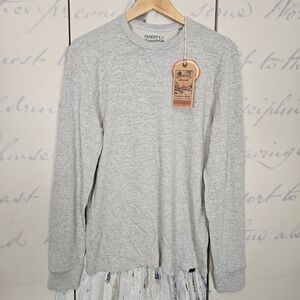 FAHERTY Sunwashed Slub Crew Gray Organic Cotton Mens Sweatshirt Size S *FLAW*